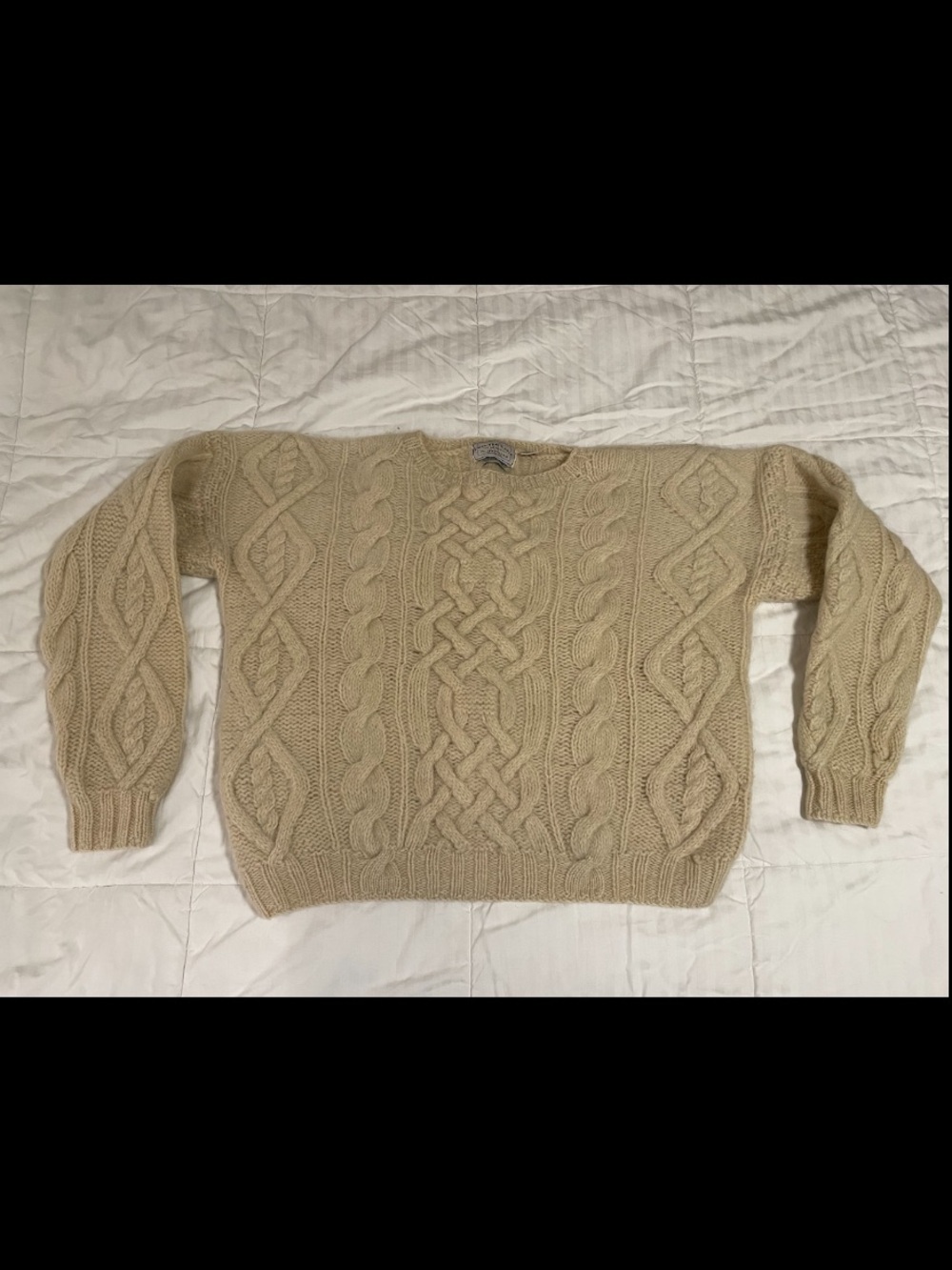 Vintage American Eagle Sweater Shetland Wool Cable Knit Fisherman Chunky XL